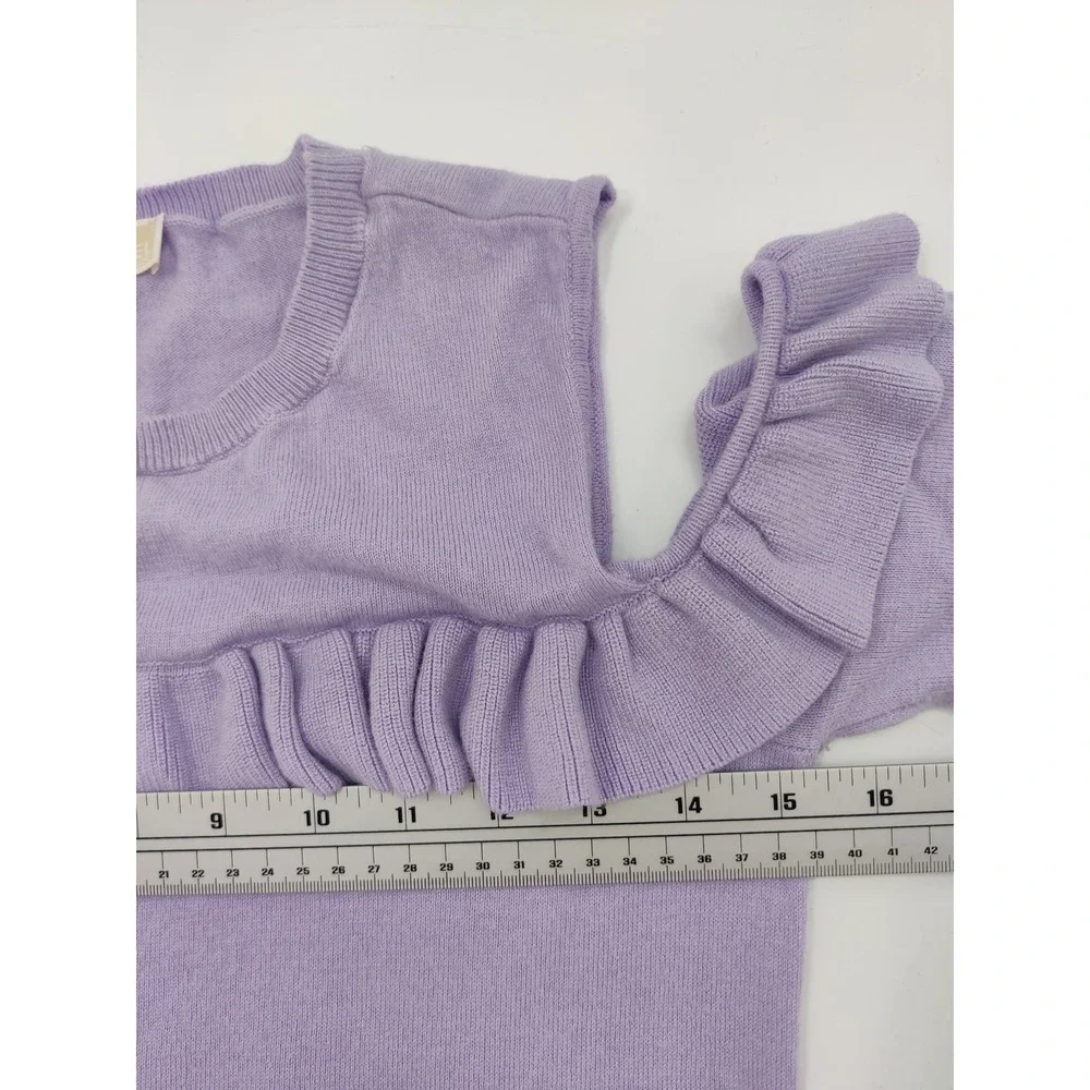Michael Kors Lavender Purple Cold Shoulder Ruffle Sweater Small Cotton Blend Top